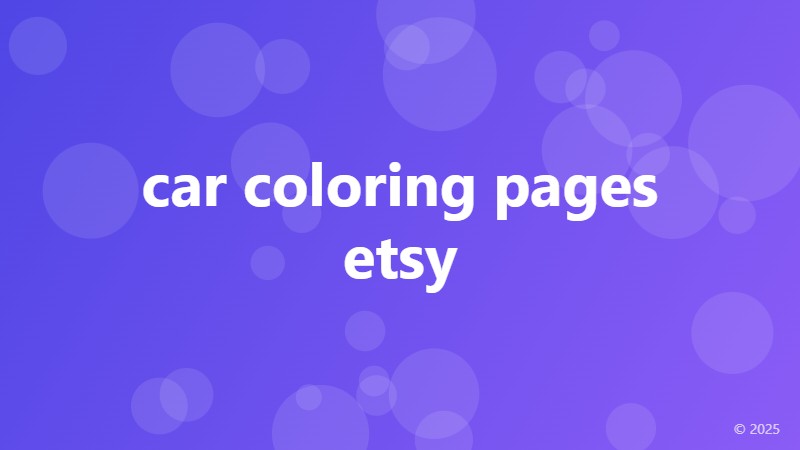 car coloring pages etsy