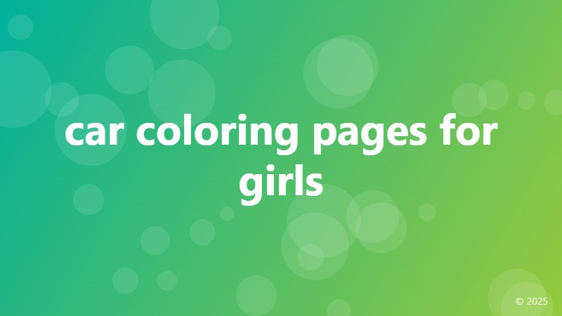 car coloring pages for girls