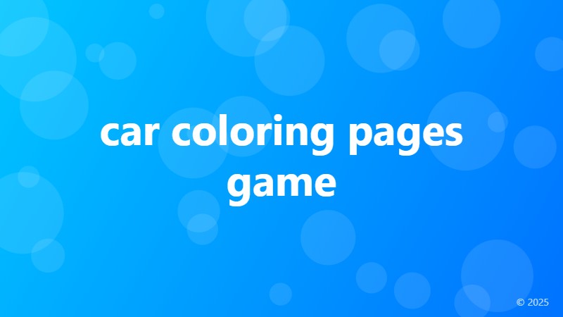 car coloring pages game