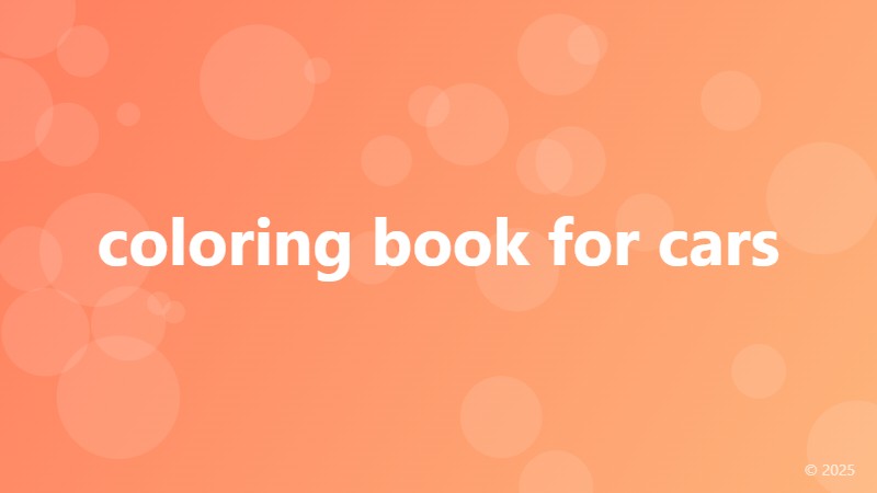 coloring book for cars