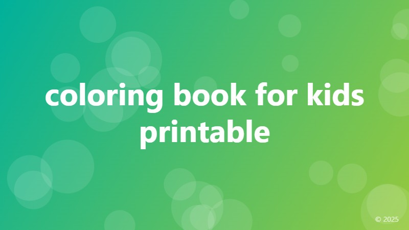 coloring book for kids printable