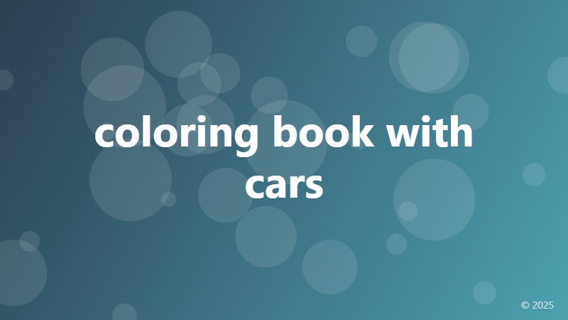coloring book with cars