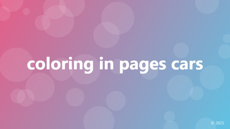 coloring in pages cars