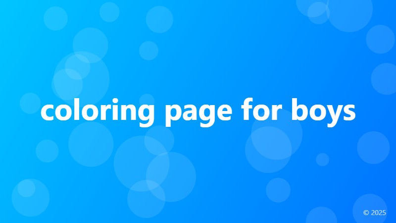 coloring page for boys