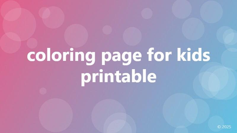 coloring page for kids printable