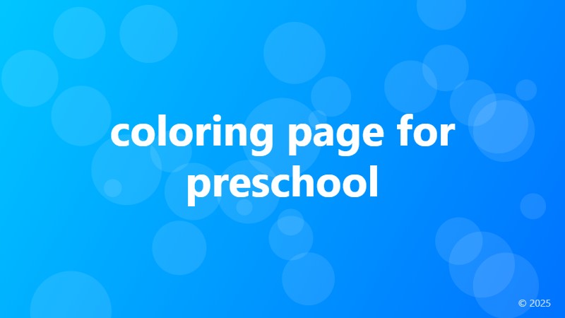 coloring page for preschool