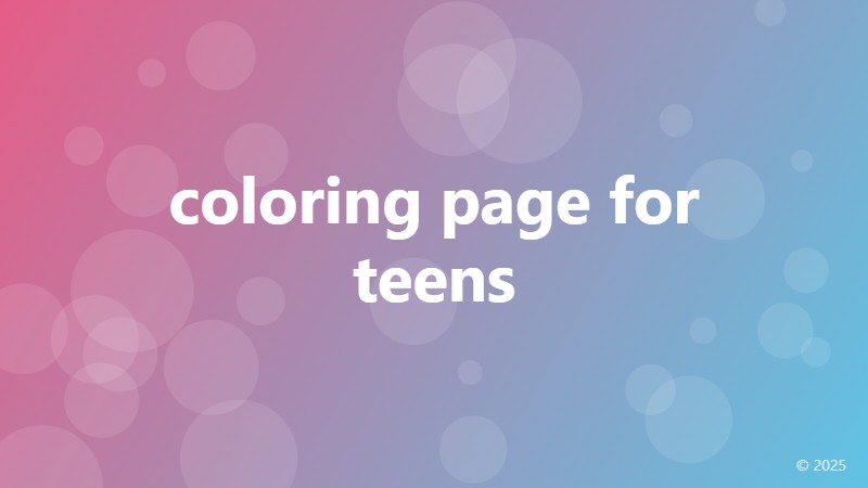 coloring page for teens
