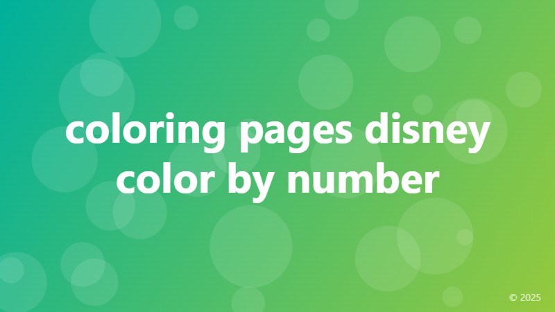 coloring pages disney color by number