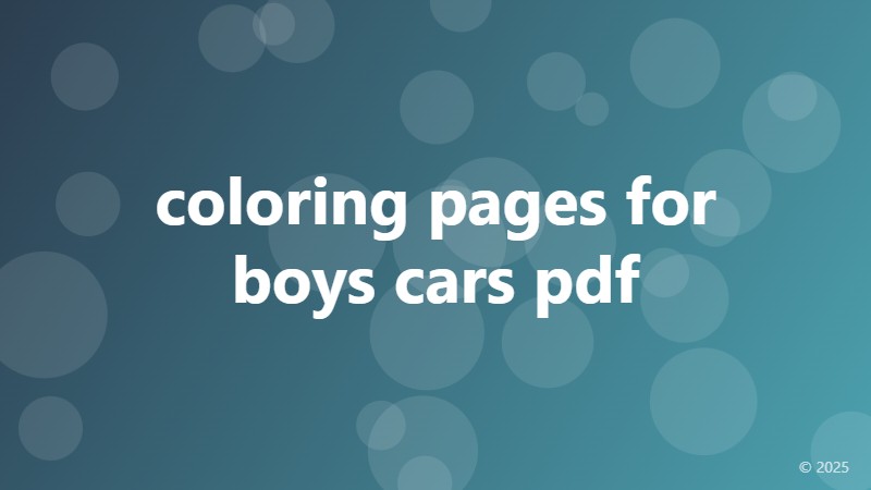 coloring pages for boys cars pdf
