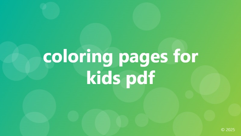 coloring pages for kids pdf