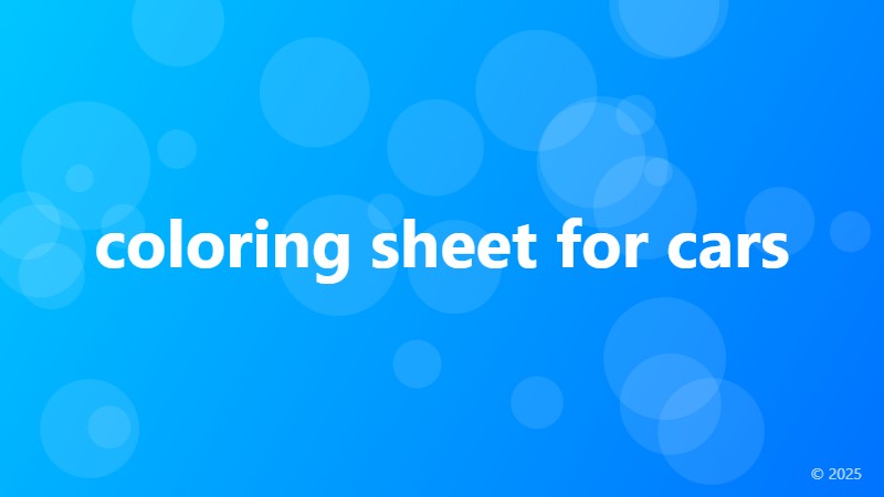 coloring sheet for cars