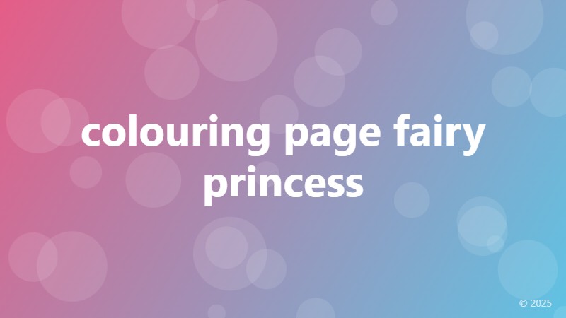 colouring page fairy princess