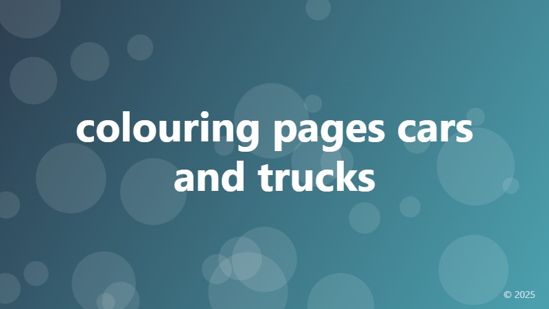 colouring pages cars and trucks