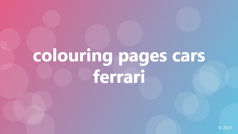 colouring pages cars ferrari