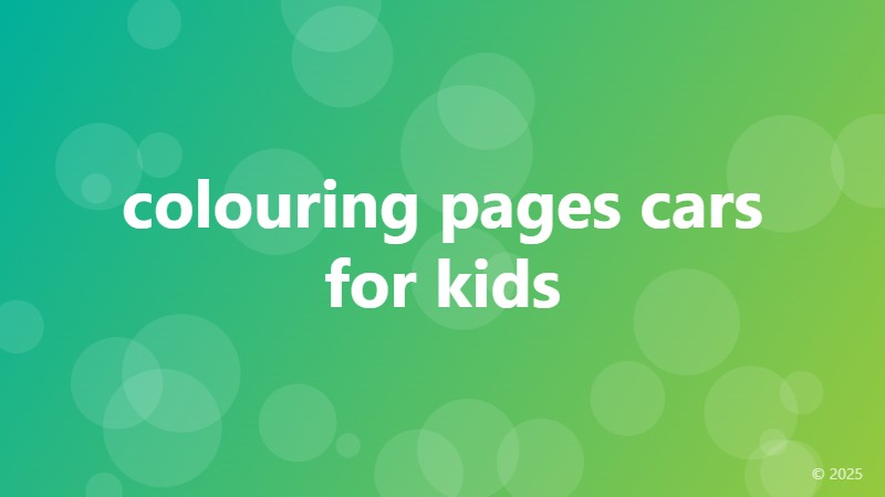 colouring pages cars for kids