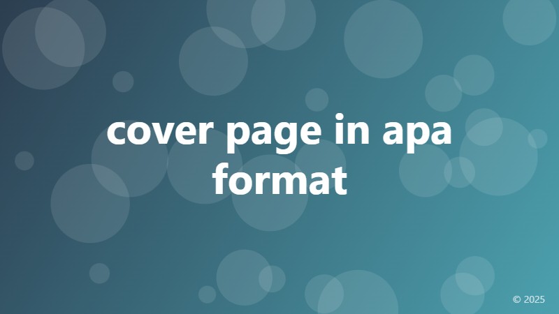 cover page in apa format