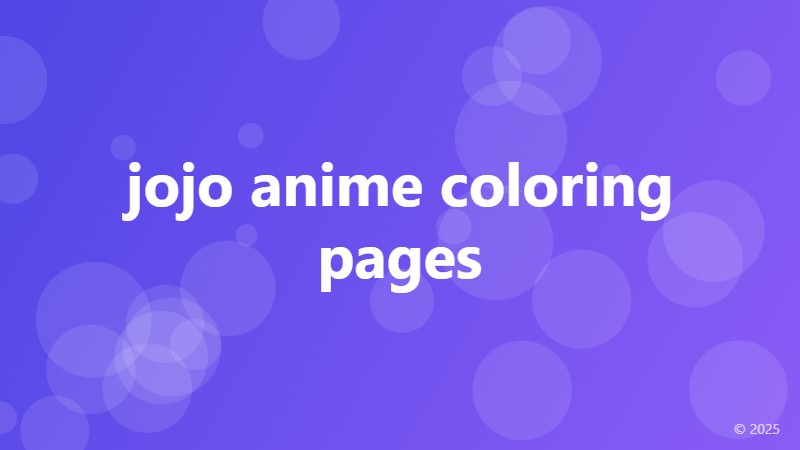 jojo anime coloring pages