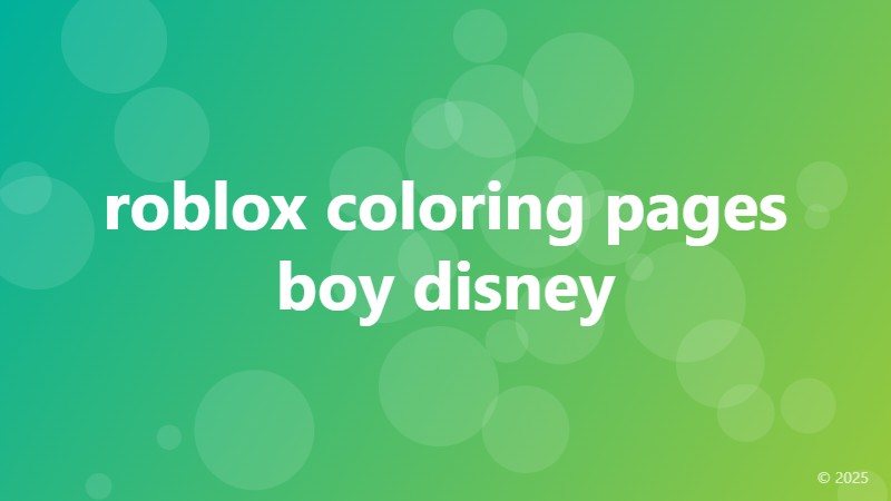 roblox coloring pages boy disney
